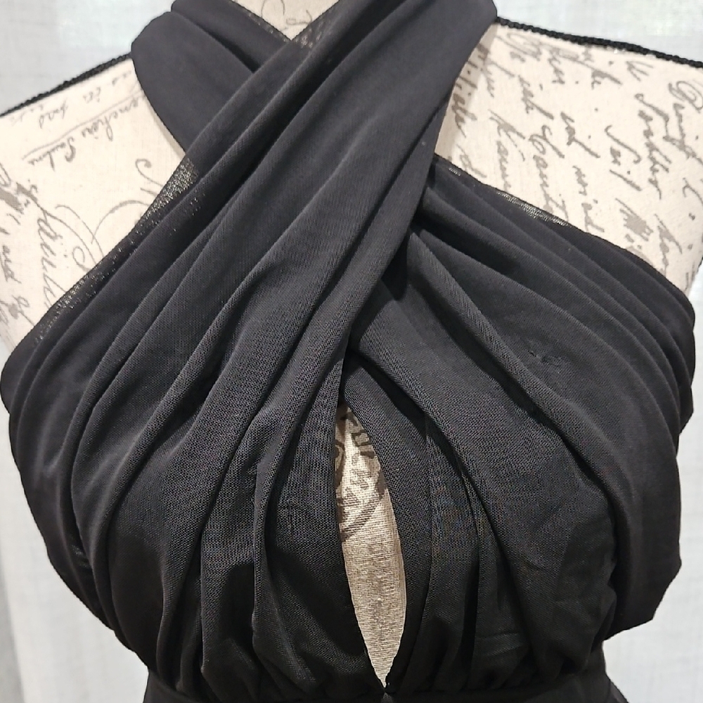 AKIRA Black Structured Mesh Detail Dressy Top - Picture 2 of 6